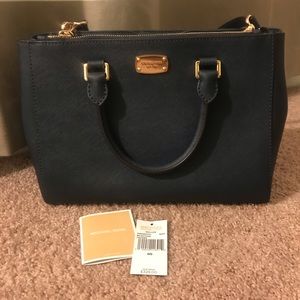 Michael Kors Kellen Satchel in blue leather